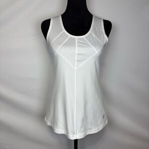 Sofibella Tank Top Size Small Textured & Mesh Fabric Accents White Sleek Fitted